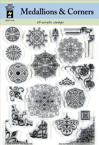 HOT OFF THE PRESS Acrylic Stamps 5-1/2 Inch by 7 Inch Sheet, Medallions and Cor…