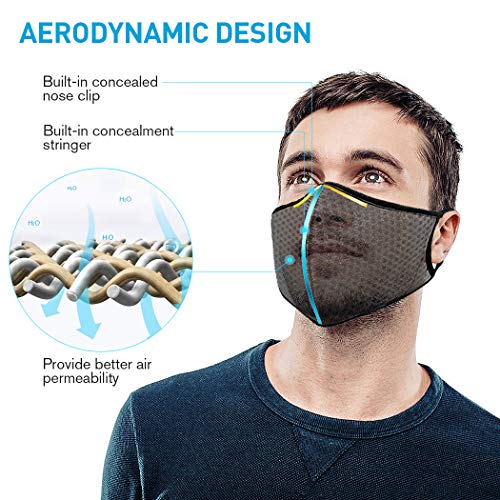 ANALAN Dust Mask Anti Air Pollution Mask N99 Washable Reusable Mouth Masks for Allergies Smoke Protection Fire Face Flu Pollen with 7Pcs N99 Mask Filter（Black Knight) - Thumbnail 3
