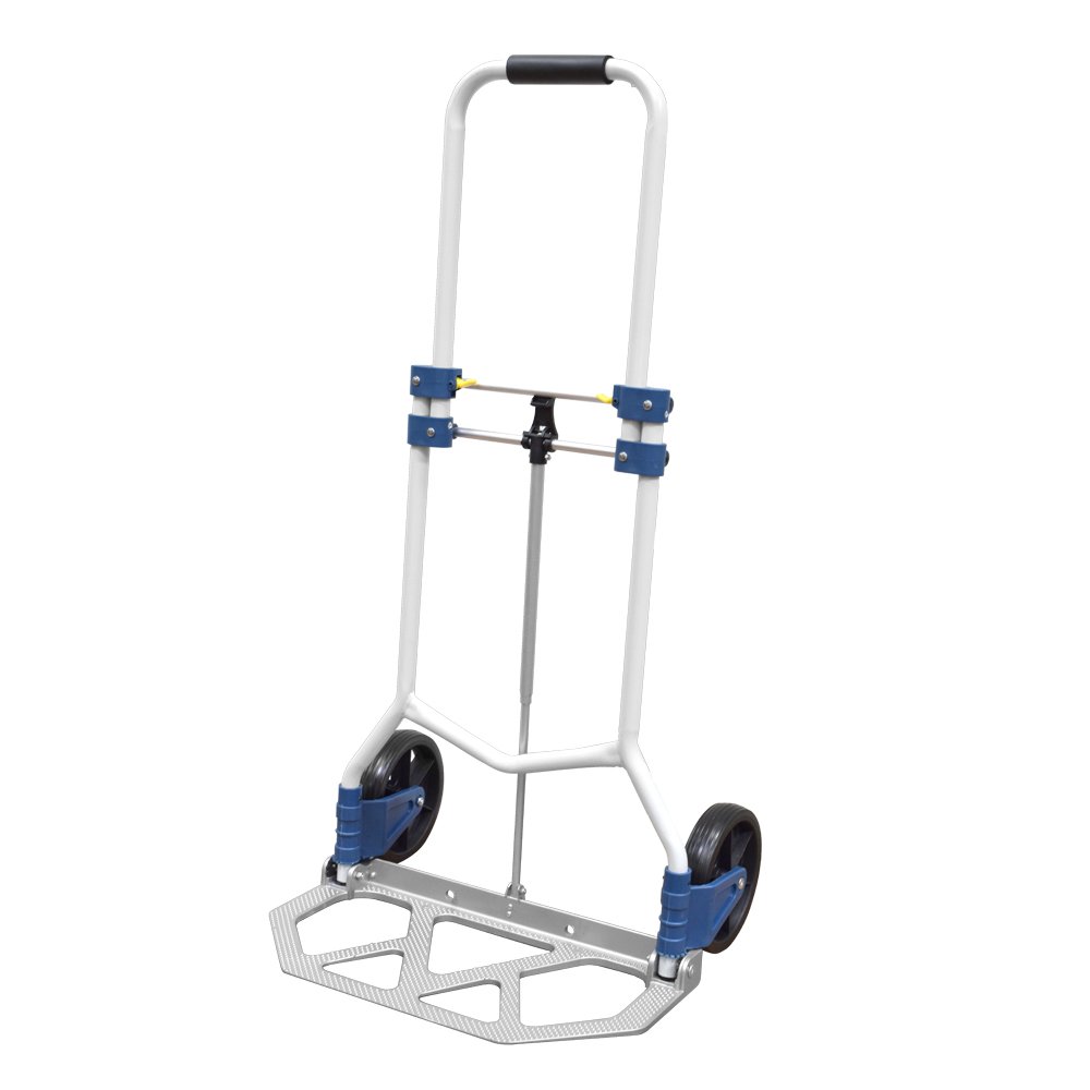 Ferrestock FSKCAR090 Folding Hand Trolley, Made of Aluminum, Height Adjustable, Safety Lock, Rubberized Handle, for Loads, Grey, Maximum Weight 90 kg