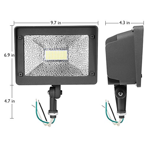 Cinoton LED Floodlight With Knuckle, 50W (250W Equivalent), 5500 Lumen, 5000K (Crystal White Glow), Waterproof, IP65, 100-277v, Instant On (1 PACK, NOT Photocell)