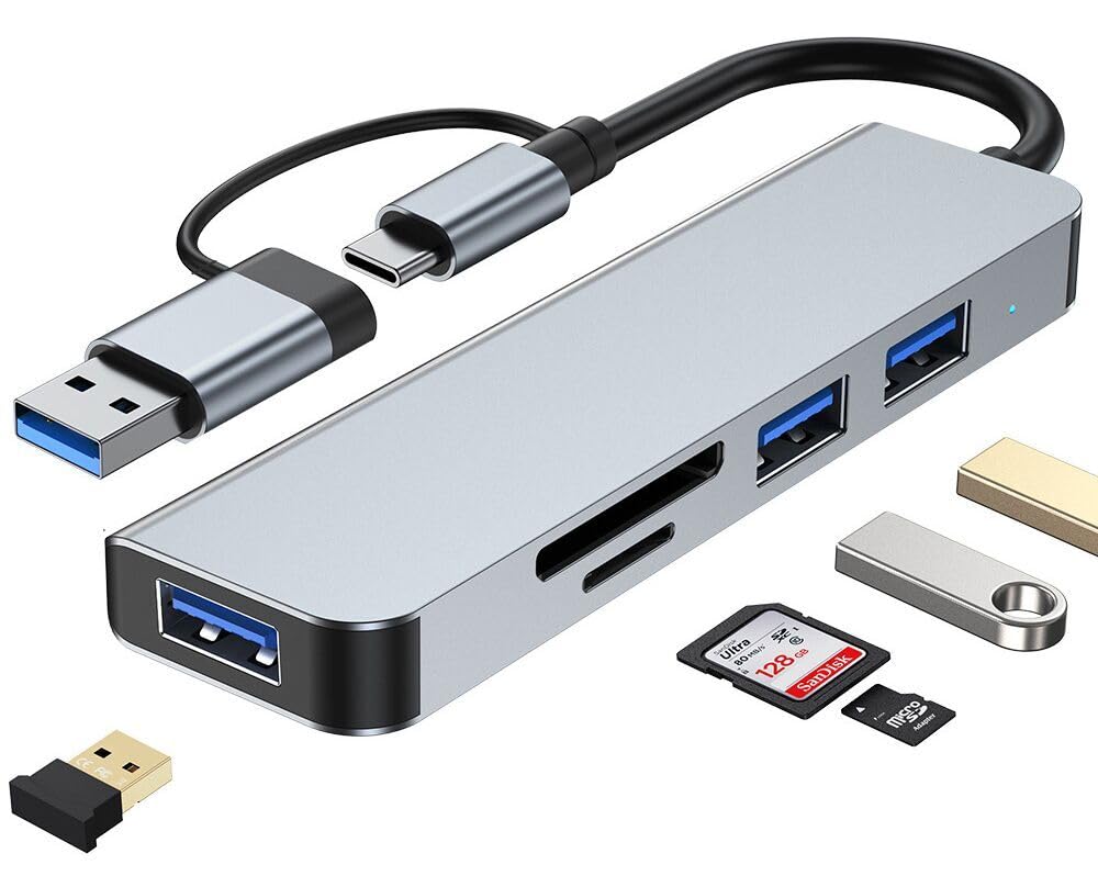 VIENON USB C Hub, Aluminum USB 3.0 Hub with SD/TF Card Reader, 5 in 1 USB Data Hub USB Splitter for MacBook, PC, Laptops, Printer,Surface Pro, USB Flash Drives and More