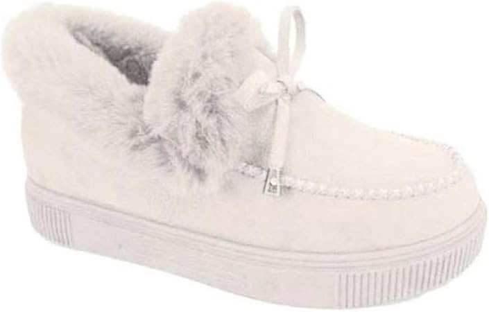 flat slip on bootie warm lining ankle snow boots