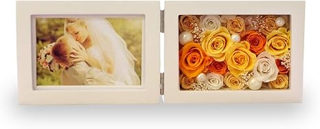 Amazon プリザーブドフラワー Ipfa フォトフレーム 横 プレミアム 写真立て ギフト 花 バラ プレゼント 退職祝い 女性 記念日 結婚祝い イエローミックス プリザーブドフラワー オンライン通販