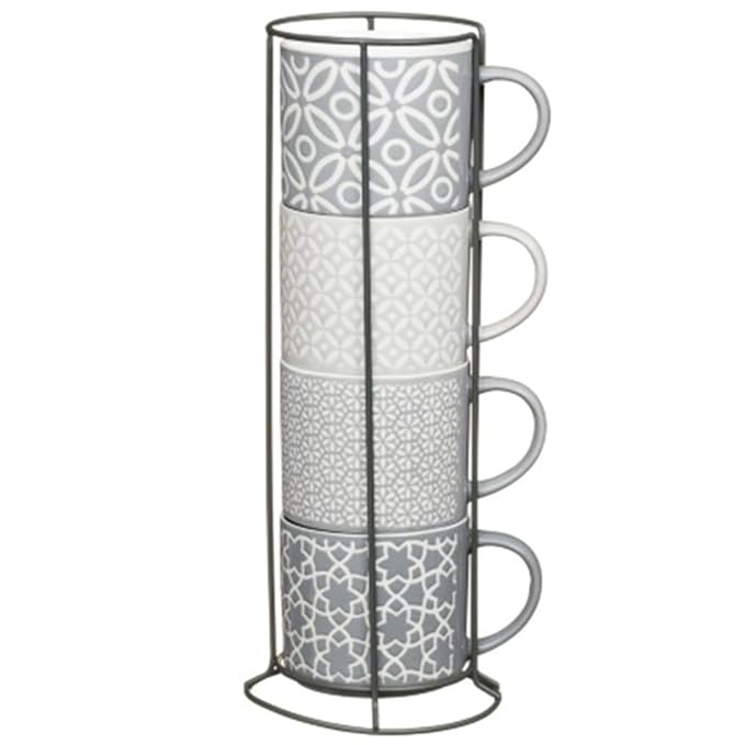 Four New Designs Jumbo Embossed Stacking Mugs with Rack Hold to Your
