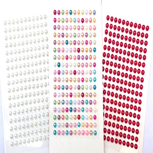 S&F Charming Fine Quality Colourful Round Pearl Stone Self Adhesive Crystal Stickers-Multi, White & Red or Pink for Art & Craft for Kids(Set of 3) S&F Charming Fine Quality Colourful Round Pearl Stone Self Adhesive Crystal Stickers-Multi, White & Red or Pink for Art & Craft for Kids(Set of 3)