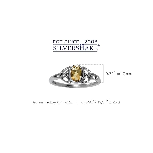 Silvershake Genuine Citrine Celtic Knot Ring – White Gold Plated 925 Sterling Silver, Size 7 - View #10