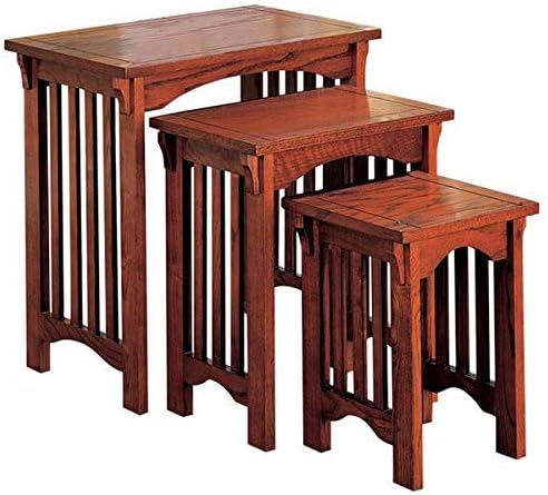BOIS ART 3 Piece Nesting End Table Set - Wood End Table - Brown