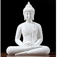 Houlu 12 inch Ceramic Buddha Statues for Home Decor, Small Buddha Decoration Statue Indoor Outdoor - White