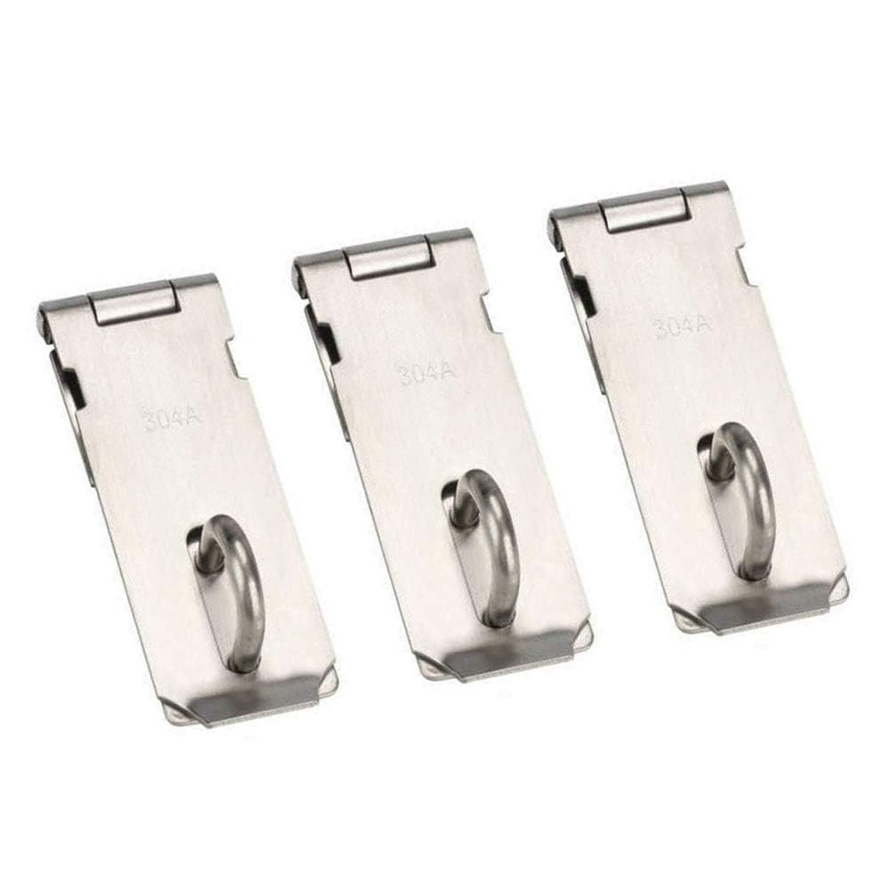 TOP-VIGOR 3Pcs Door Padlock Hasp, 4 inch Stainless Steel Heavy Duty Shed Lock Hasp, Door Clasp Gate Security Lock Latch Hinge for Internal External Door Cupboard Cabinet