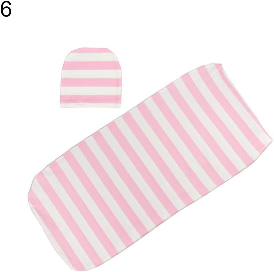 Lsgepavilion Cotton Blend Printed Newborn Baby Infant Wrap Blanket Swaddle Sleeping Bag with Hat