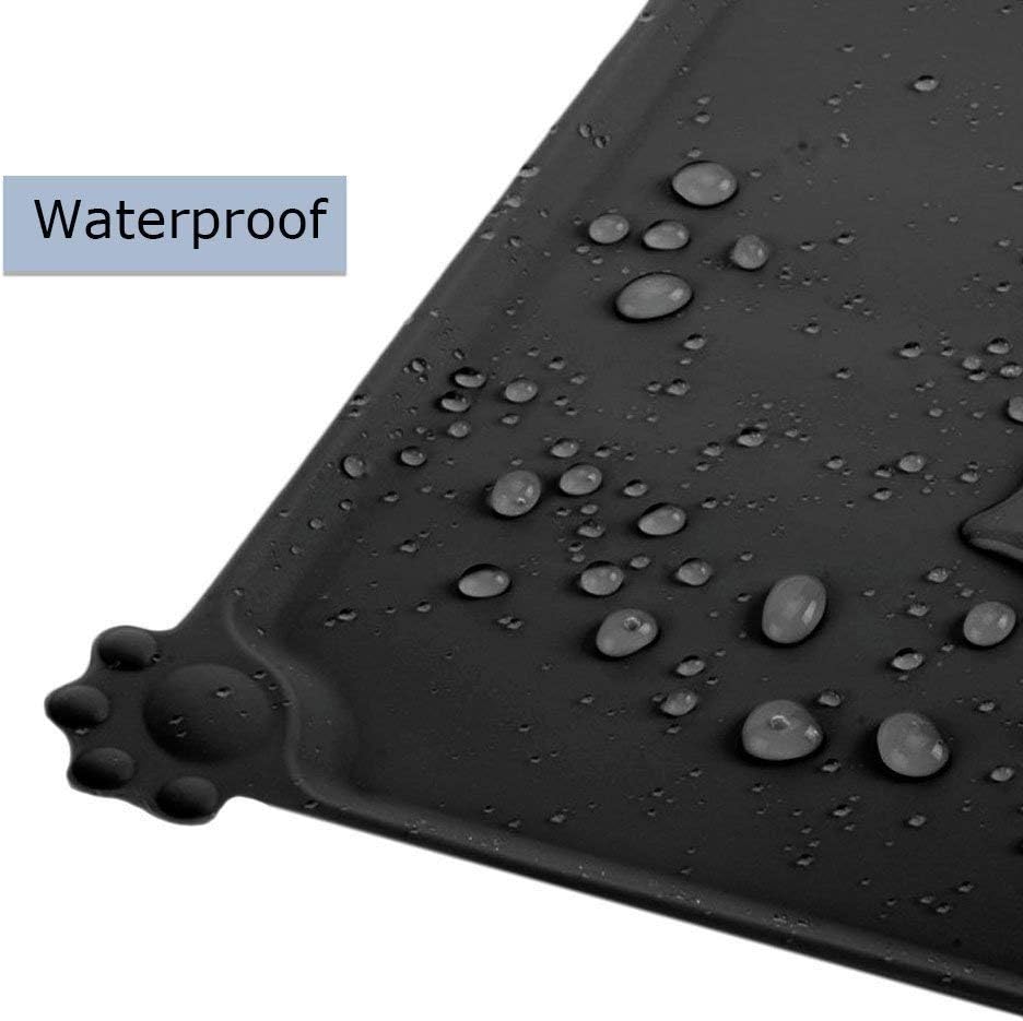 MOACC Dog Food Mat, Silicone Pet Feeding Mat, Non Slip & Waterproof Bowl Mat for Dog and Cat 47 x 30 cm, Black - Image 4