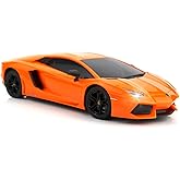 QUN FENG RC Car 1:18 Compatible with Lamborghini Aventador 2.4G Radio Remote Control Cars Electric Car Sport Racing Hobby Toy Car Grade Licensed Model Vehicle for Halloween (Orange)