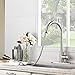 KINGO HOME Modern Commercial High Arc Stainless Steel Single Lever Handle Pull Down Sprayer Brushed Nickel Kitchen Faucet, Kitchen Sink Faucet with Deck Plate