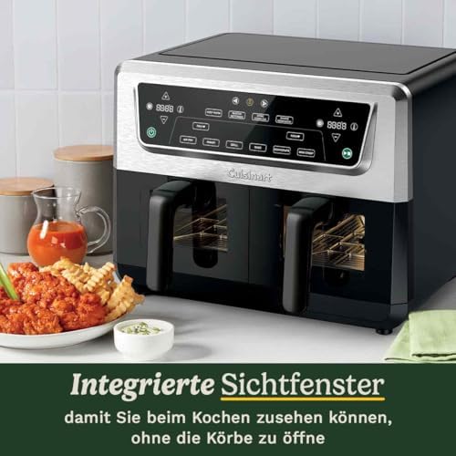 XXL Air Fryer, ohne PFAS, Kochen ohne Chemikalien, Airfryer, Braten, Grillen, Gebäck, Dehydrierung, Max Crisp und Warmhalten, Doppelschubladen, 2 x 5,2 l