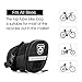 Enkeeo Strap-On Saddle Bike Bag Bicycle Seat Pack Wedge Pack Pouch Splashproof with Straps, Sealed Zipper, Reflective Stripe, Nylon Fabric for Outdoor Cycling (Black)