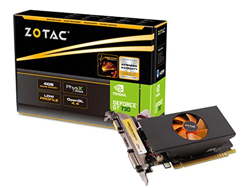 ZOTAC GeForce GT 730 4GB DDR5 64-bit PCI Express 2.0 HDMI DVI VGA Fan Cooled Low Profile Video Graphics Card (ZT-71118-10L)