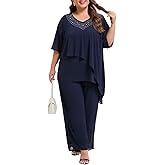 Plus Size Mother of Bride Pant Suits 2 Piece Ruffle Layers Chiffon Sets High Low Hem Wedding Guest Outfit