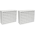 Akro-Mils 64-Drawer Plastic Drawer Storage Cabinet for Garage Organization, Bead Organizer, Building Bricks Storage, Teacher Toolbox, Makeup Organizer, 20-Inch W x 6-Inch D x 16-Inch H, 10164 White