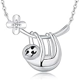 URMWMOO 925 Sterling Silver Sloth Necklace Cute Animal Pendant Jewelry Gifts for Women