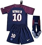 New #10 Neymar Jr 2017/2018 PSG Home Jersey Shorts & Socks For Kids/Youths (9-10 Years Old)