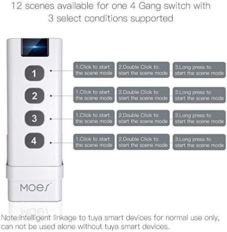 SOLE HOME Zigbee Smart Scene Switch 4 Gang Aplicacin Inalmbrica Control Remoto 12 Modos de Escenas Escenas Personalizadas Interruptor Inteligente de Automatizacin Del Hogar Hub Zigbee