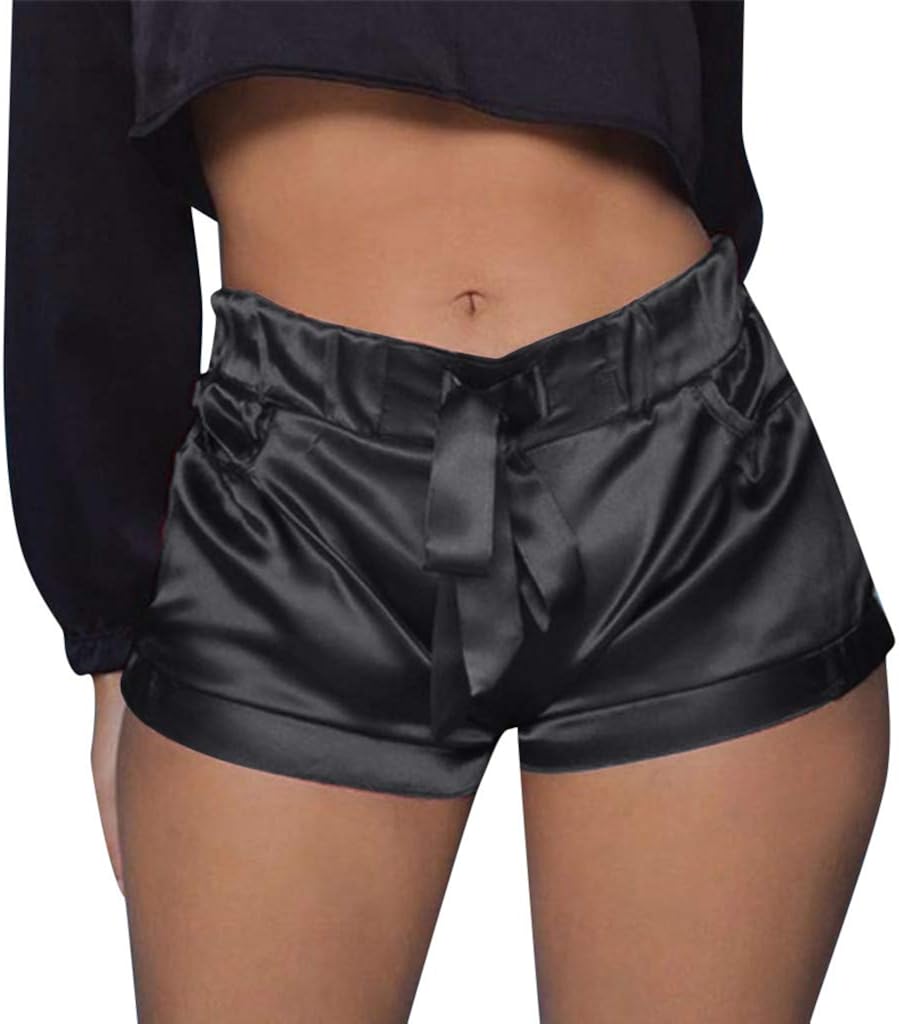 high waisted satin shorts