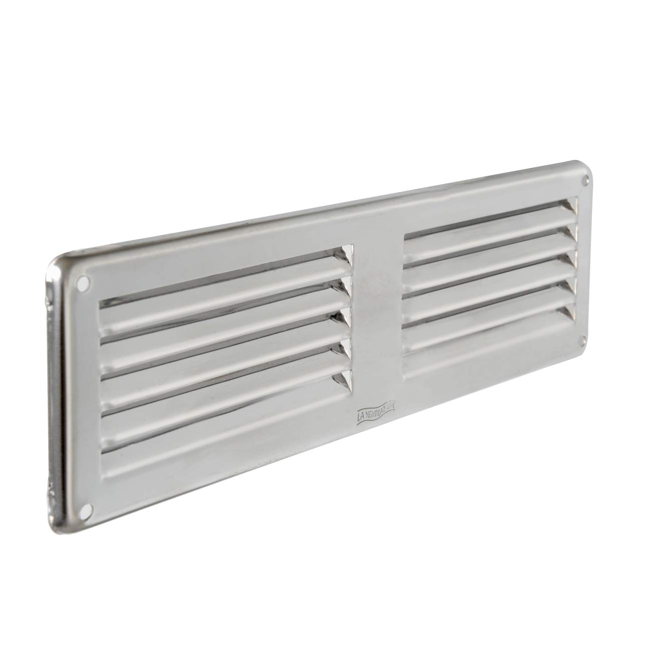 La Ventilazione GIN206 Ventilation Grille Stainless Steel 430, Rectangular to Overlay with Bug Netting, Dimensions 200x60 mm