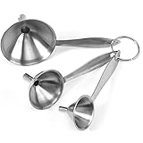 Funnels, 3 in 1 Metal Funnels for Filling Bottles, Long Handle Stainless Steel Small Kitchen Funnel Set for Transferring Esse