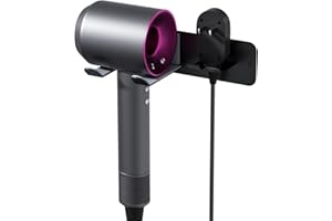 JNIHEEP Hair Dryer Holder Wall Mounted, New Upgrade Stainless Steel Self Adhesive Blow Dryer Holder Rack for Dyson Supersonic Hair Dryer,Black