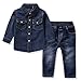 FERENYI US Kids Clothing Boys Casual Short Sleeved Plaid Shirt and Denim Jeans Sets Blue 2 5T(120)