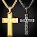 U7 Jewelry Men's Stainless Steel Simple Black Cross Pendant Lord's Prayer Necklace 22 Inch