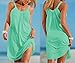 Women Fashion Summer Casual Sleeveless Beach Party Short Mini Dress, Teal, Small