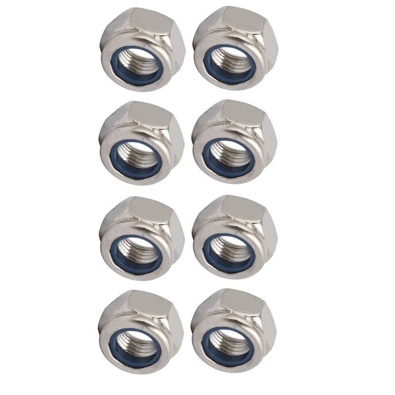 MACHSWON Hex Lock Nuts for Machinery Industry Home Appliances Nylon Insert Self-Locking Nuts Stainless Steel Anti-Loose Locknuts M12 x 1.25mm 8pcs