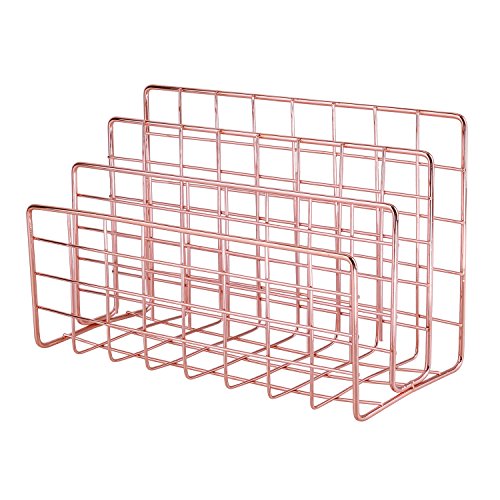 Simmer Stone Desktop Letter Sorter, Organizer for Mails Books Files Brochures Postcards, 3 Slot, Rose Gold/Copper - Thumbnail 2