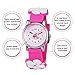 ZEIGER New Fashion Children Kids Toddler Watches Girls Age 5-10 Time Teacher, Cartoon Character 3D Floral Silicone Band -Pink