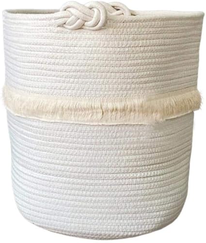 Runningfish Paniers De Rangement Tresses Avec Pompons En Corde De Coton Panier A Linge Tisse Organiseur De Couverture Pour Bebe Enfants Decoration De Maison Cadeau Amazon Fr Cuisine Maison