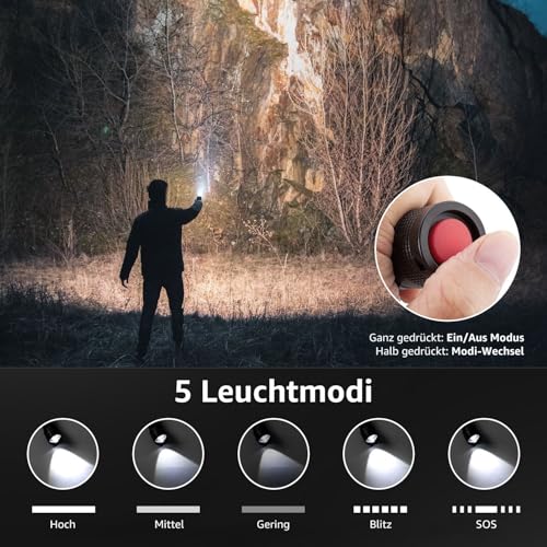 Lepro LED Torch, LE2000 Extremely Bright LED Torches with 5 Modes, Zoomable Camping Hand Lamp, Waterproof Torch for Camping, Outdoors, Hiking, Fishing, Gift (Pack of 2) | Extremely bright mini torches (no batteries included), waterproof torch light for outdoor, hiking, gift, emergency