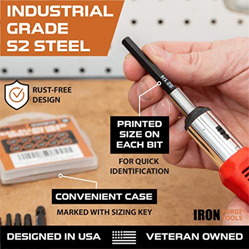 Hex Head Allen Wrench Drill Bit Set of 10 - SAE Hex Key Driver Bits with Magnetic Tips