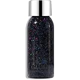 Yeweian Black Body Glitter, Face Glitter Gel, Mermaid Sequins Lip Eye Nails Hair Body Glitter Makeup, Liquid Holographic Chun