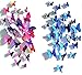 24pcs Purple&blue 3d Butterfly Stickers, Wall Stickers Crafts Butterflies, Wall Decoration, Fridge Magnet
