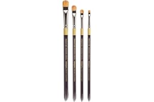 KINGART Premium 4 pc. Original Gold 9247 Series Crescent Filbert Blender Artist Brush Set, Synthetic Bristle/Taklon Hair for 