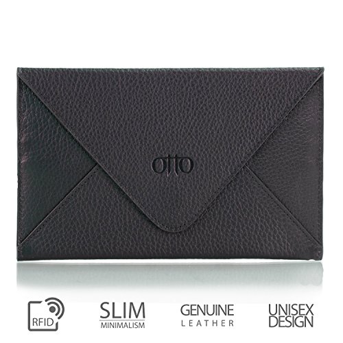 Otto Genuine Leather Wallet |RFID Blocking, Multiple Slots Money, ID, Cards, Smartphone| - Unisex (Black)