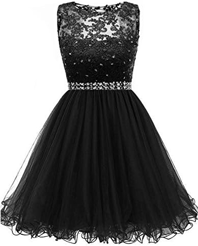 Himoda Lace Beaded Homecoming Dresses Sequined Appliques Cocktail Prom Gowns Short H010