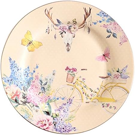 HOME AID 8-Inch Bone China Floral Dessert Salad Plates, Bread and Butter Plate Elk