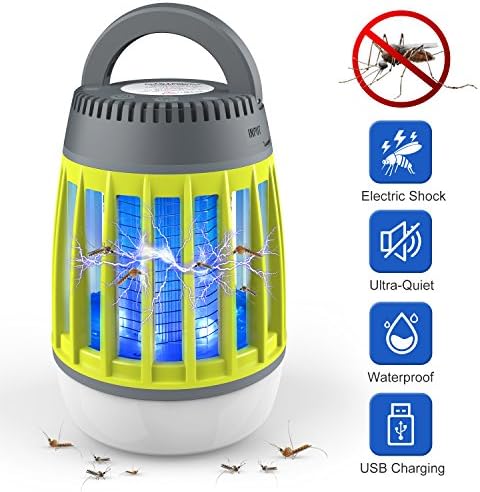 WloveTravel Bug Zapper Outdoor by 3 In 1 Camping Light &amp; Mosquito Zapper &amp; Emergency Power Bank-Rechargeable Waterproof Camping Gear Accessories