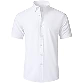 SAMERM Mens Dress Shirt Wrinkle Free Moisture Wicking 4-Way High Stretch Super Soft Casual Button Down Shirts
