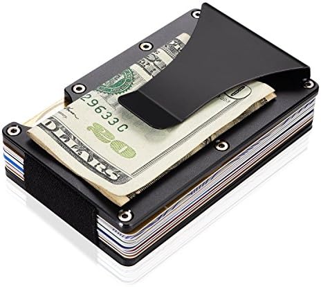 Stainless Steel Slim Card Holder Front Pocket Wallet &amp; Money Clip Minimalist RFID Blocking Wallet (Stainless Black)
