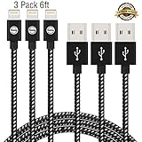 iPhone Cable SGIN,3Pack 6FT Nylon Braided Cord Lightning to USB iPhone Charging Charger for iPhone 7,7 Plus,6S,6 Plus,SE,5S,5,iPad,iPod Nano 7(Black White)