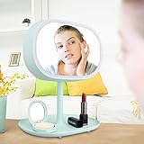 Vanity Mirror with Table Lamp Eye-care Led Night Mirror Lamps Full Fill-in Light Makeup Mirror(Touch Control, 3-Level Brightness, 180 Degree Rotation), USB Charging Port - (Mint Green)