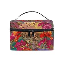 Travel Cosmetic Bag Skull Flower Toiletry Makeup Bag Pouch Tote Case Organizer Storage For Women Girls